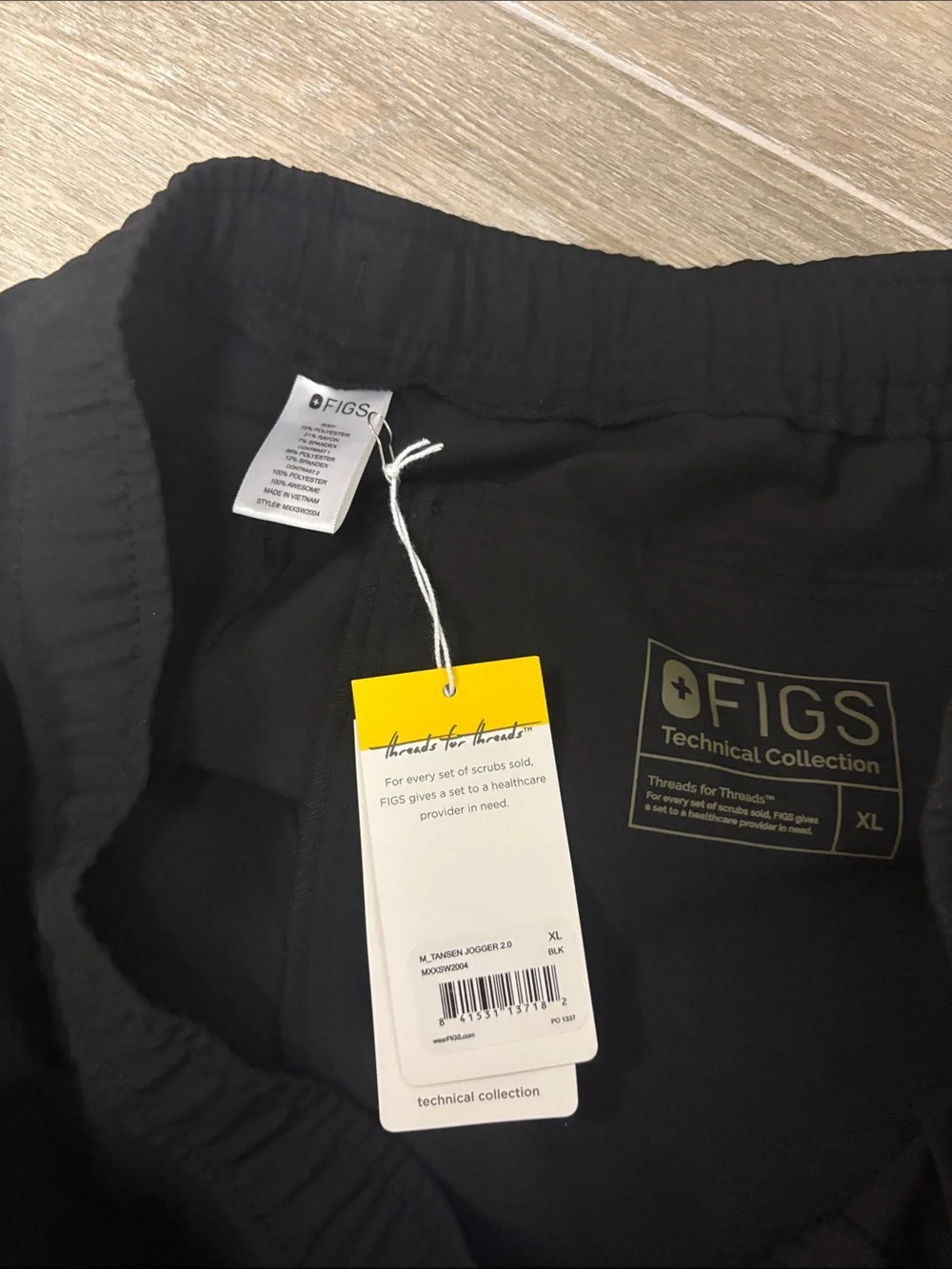 NWT Men’s Figs Tansen Black Jogger Scrub Pant Size XL